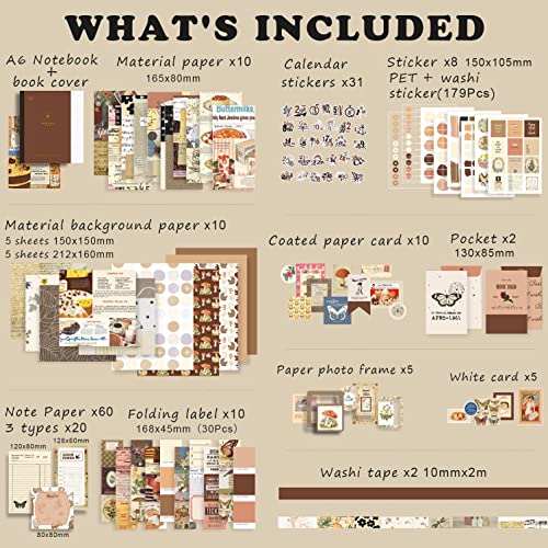 image for Draupnir Vintage Aesthetic Scrapbook Kit(346pcs), Bullet Junk Journal 