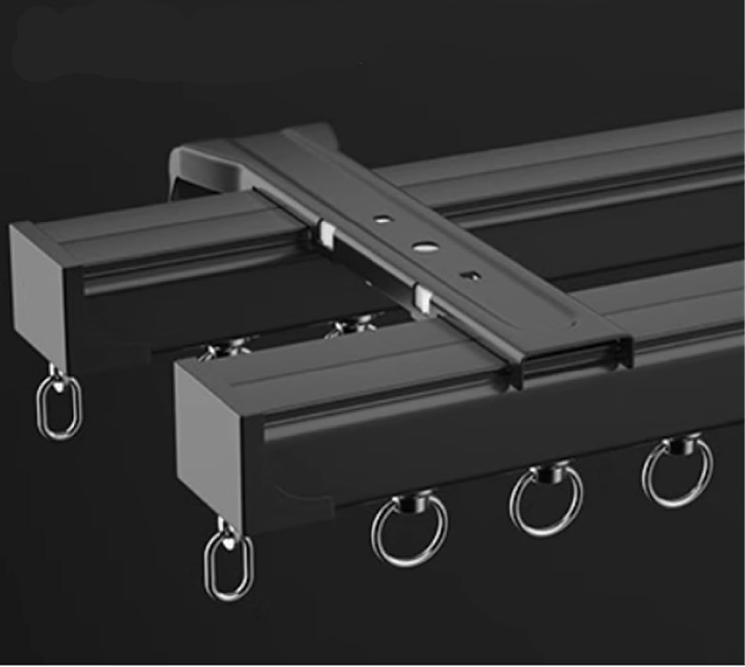 Wall Mount Curtain Rails for Bay Window, Curtain Rail with Heavy Duty Roller, Single/Double Pole Rail Straight Room Divider(Black-D-Wall Mount,1m)