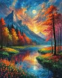 ldazao Mountain Paint by Numbers Kit for Adults Beginner Landscape Adult Paint by Number Kits On Canvas Adults' Paint-by-Number Oil Painting Kits for Gift Home Wall Decor 16x20 Inch