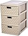 Produktbild Sundis Country Schubladenbox mit 3 Schübe in Rattan-Optik, Kunststoff (PP), weiss, 26 x 18,5 x 28,5 cm
