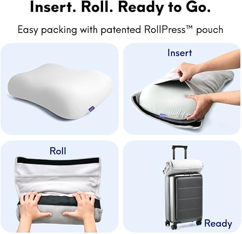 Miniatura 5 de Cushion Lab - Almohada de viaje para dormir profunda, almohada de cuello compacta de espuma viscoelástica para dormir, almohada portátil para