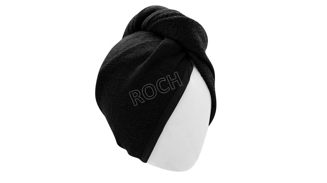 Roch Black 100% Cotton After Shower Hair Drying Wrap Towel Quick Dry Hair Hat Cap Turban (Black)