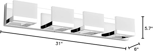 Miniatura 9 de Tipace - 4 Lámparas regulables de tocador, modernas, cromadas, con luz led arriba y abajo, para colocarlas en la pared o sobre el espejo del tocador