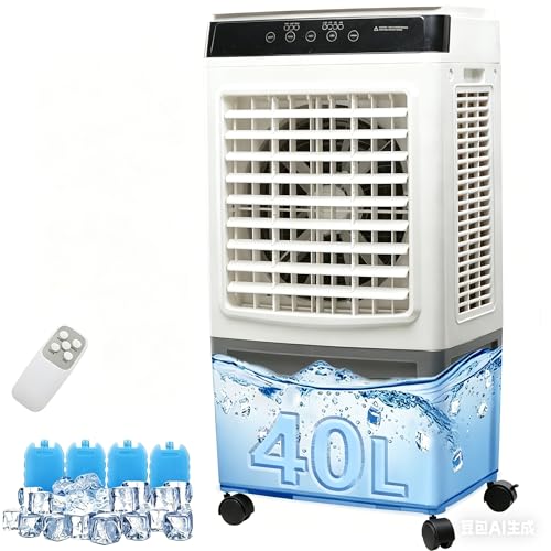 Portable Evaporative Coolers 4800 CFM Swamp Air Conditioner With 40L Tank 120Oscillation 3 Speed Remote Control Air Cooling Fan for Large Rooms Garage Yard Commercial Use (40L)