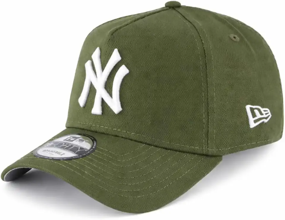 New Boné Masculino Feminino Unissex Verde Militar com Logo NY Bordado Branco, Tamanho Único Ajustável com Fecho Fitão