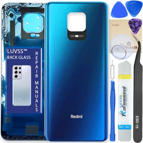 Vitre arrière Xiaomi Redmi Note 9S bleu avec outils haute précision