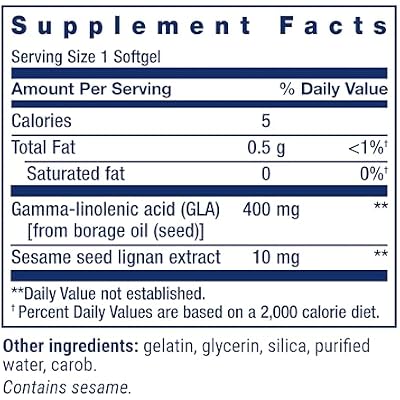 Life Extension Mega GLA Sesame Lignans, Omega-6 Fatty acids to Promote a Healthy inflammatory Response, Gluten Free, Non-GMO, 30 softgels