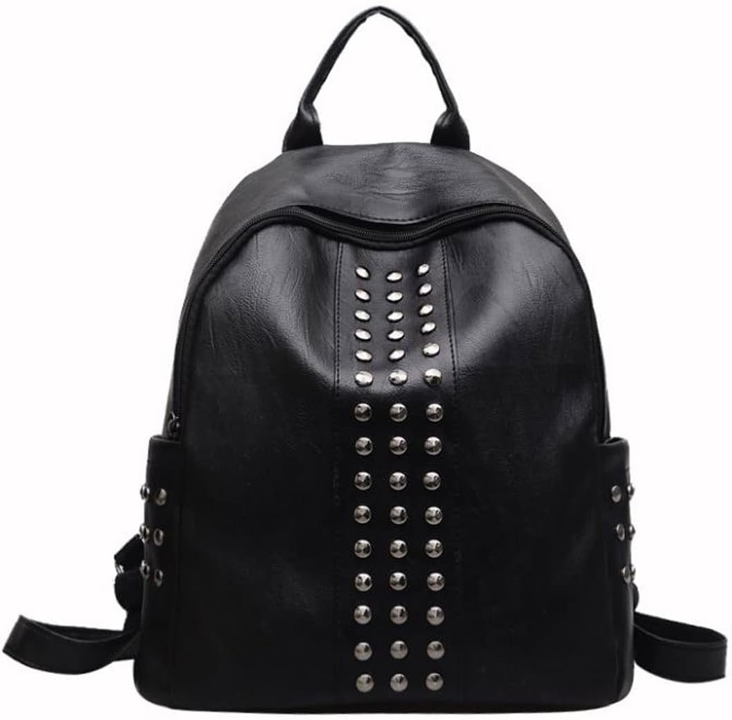 AVGTYUU Backpack Women's Backpack Pu Leather Rivet Backpack Student School Bag