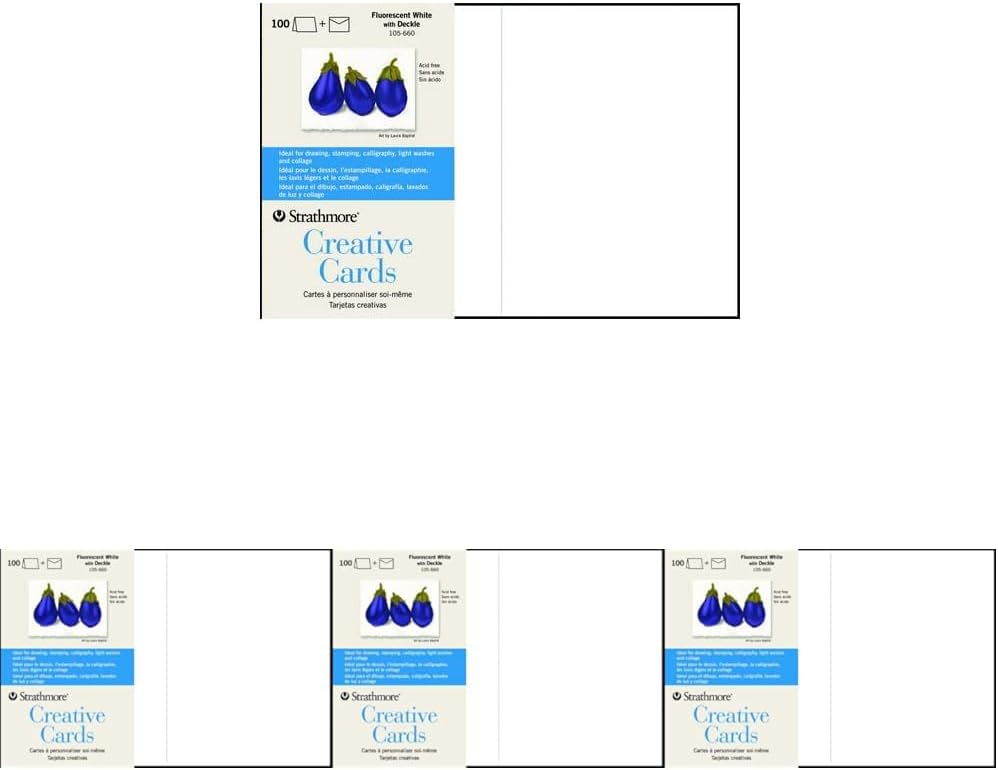 Strathmore Creative Cards, Flourescent White with Deckle Edge, 5x6.875 inches, 100 Pack, Envelopes Included - Blank Greeting Cards for Weddings, Events, Birthdays