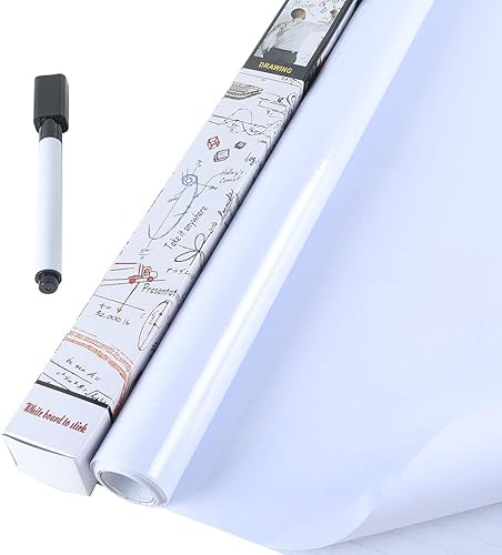 Adhesivo de pizarra blanca de borrado en seco para pared, no magnético, autoadhesivo para escuela, oficina y hogar, 17.5 x 78.7 pulgadas