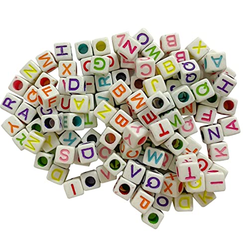 Letra Miçanga Dado Quadrado Branco Letras Coloridas 6mm 50gr Aprox. 300pçs Conta Entremeio Para Mont