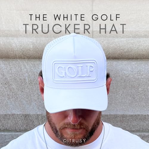Image of CITRUSY Athletic Trucker Golf Hat | Performance Mens 5 Panel Cap | Cool Breathable Waterproof Workout Running Snapback