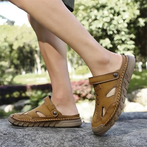 Men’S Classic Leather Roman Gladiator Sandals Outdoor Sneaker Slipper Style With Slip-On Closure For Beach Activities4