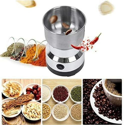 Image of Electric Coffee Grinder with Removable Stainless Steel Cup & Blades | Portable Spice Grain & Bean Grinding Machine | Ultra Fine Dry Food Powder Maker for Home Kitchen Office