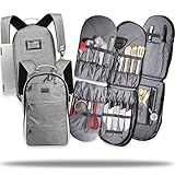 BOOBIKCHEF Chef Knife Bag Sling Backpack Padded Pockets for Knives Kitchen Utensils Tablet and More with USB port Durable Cut Resistant Water Resistant Ballistic Nylon & Leather for Chefs and Students