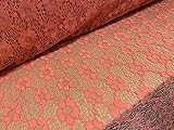 5,99 libras por metro Tela elástica de encaje con diseño de flores, por metro, color coral