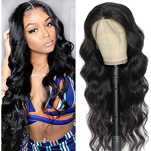 13x4 Lace Front Wig Human Hair Body Wave Free Part Lace Frontal Wigs for Women 9A Virgin Brazilian Hair Pre plucked with Baby Hair Wig Natural Black Hairline for Daily Party Use ( 28” 150% Density ) Cover