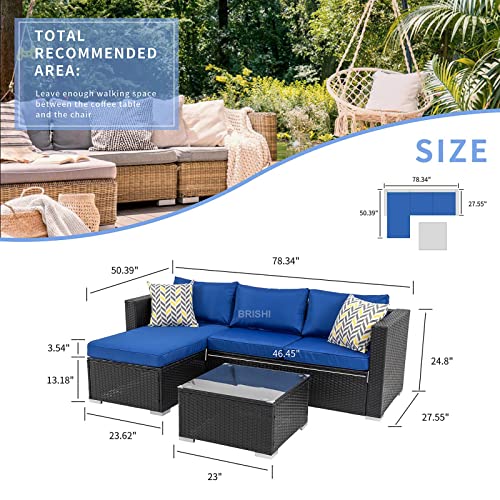 Image of Amazon Brand - Solimo Solara Outdoor 4 Seater Sofa Set | Balcony Sofa | Patio Furniture Sets | Conversation Sets | Wicker | Garden | Balcony | (Brown-Blue)