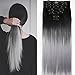 Produktbild Neverland Beauty 7 Tressen Haarverlangerung Glatt Clip In Ombre Extensions Haarverdichtung Licht Auburn Naturliche Schwarz Silbergrau