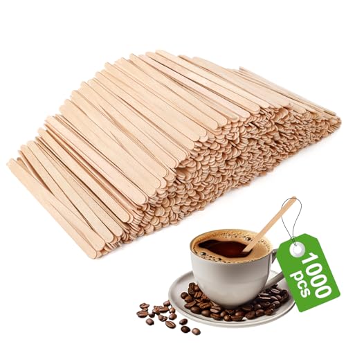 1000 Cucharillas Cafe 11 cm, Aletinas de Café de Madera, Palitos de Madera Agitador de Cafe Paletinas Cafe, Agitador Bebidas de Café y Te