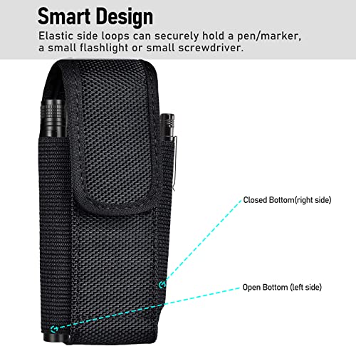 Image of Sheath Compatible with Leatherman Wave Plus Wingman Surge Rebar Multi Tool Holster Nylon Belt Clip Pouch, Black
