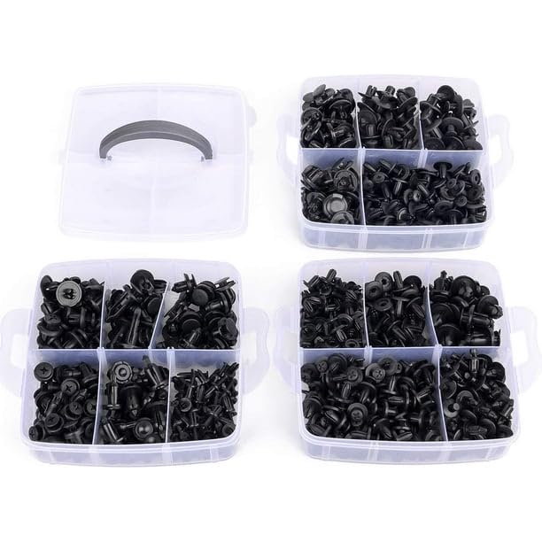 Push Pin Fasteners Collection - 620 Pcs, 16 Common Sizes, for GM, Ford, Toyota, Honda, Acura, Chrysler etc.