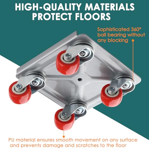 Foydream roulettes pour Meubles Lourd,Leve Meuble avec 4 Roues Pivotantes à 360° pour Le Deplace Meubles Lourds Mobiles,Capacité de Charge de 600KG (Argent) – vue 5