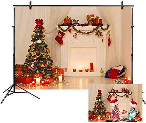 LB 7X5ft Christmas Tree Fireplace Photography Backdrop Christmas Photo Background Vinyl Studio Prop SDX106