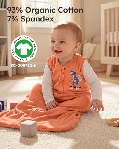 Image of Yoofoss Baby Sleep Sack 0-6 Months Wearable Blanket for Babies 100% Organic Cotton 2-Way Zipper TOG 0.5 Toddler Sleeping Sack 3 Pack, Sleep Sacks