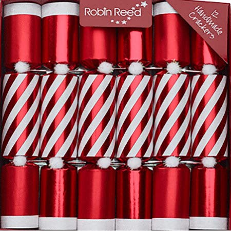 Robin Reed Candy Stripe Christmas Party Favors - Set of 12 decorative favors with premium gift enclosed for all holiday party occasions