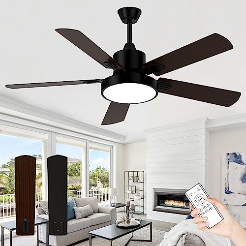 Ghicc 52-Inch Ceiling Fans With Lights, Black Ceiling Fan With Lights Remote Control- Reversible Silent Dc Motor And Matte Black #TOP4