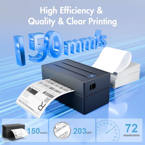 Image of Thermal Shipping Label Printer 4x6 Bluetooth Label Maker for Small Business | Wireless Mailing Shipping Printer for USPS UPS Amazon Shopify Etsy - Compatible with iPhone Android Windows & Mac (Black)