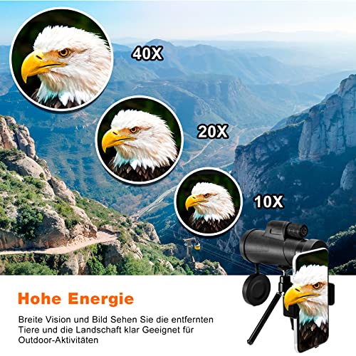 Monokular Teleskop 12x55 Fernrohr High Definition Monokulare Fernglas mit Smartphone Halter & Stativ BAK-4 Prism、FMC… – Bild 6