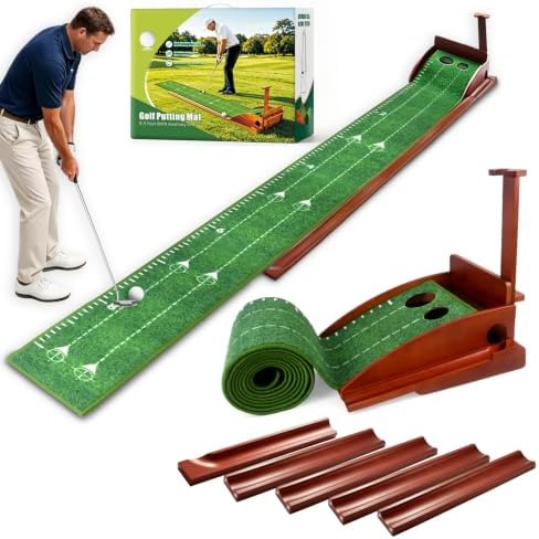 Putting Green Indoor, Golf Putting Mat with Auto Ball Return, Ind...