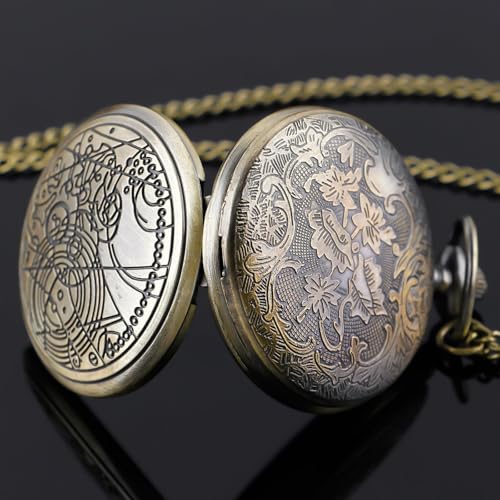 Tiong Nostalgia Retro Quartz Pocket Watch with Necklace Chain Yellow Pendant & Gift Box (Yellow) — view 5