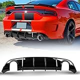 RockyParts Rear Bumper Diffuser Compatible with 2015-2023 Charger SRT/Scat Pack/Daytona/GT/RT,Rear Body Splitter Valance Diffuser Lip Shark Fin Rear Diffuser (Glossy Black)