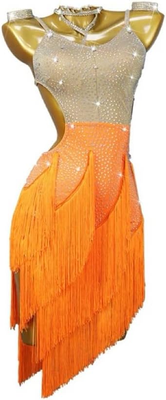 Women's Latin Salsa Dance Dress Rhinestone Fringe Ballroom Cha Cha Practice Dancewear Tango Dancing Costumes