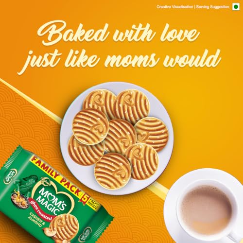 Image of Mom's Magic Rich Cashew Almond Cookies | Roasted Cashew Almond | Rich Butter biscuits | Mom's favourite baked cookies 584g - Pack of 2