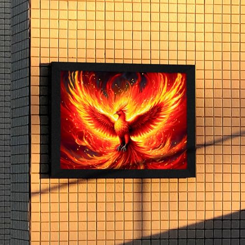 Image of ArtX Paper Phoenix Bird Picture As Per Vastu, Big Size Wall Art, Rising Phoenix Painting, Wall Decor, Multicolor, Nature, 10.0 X 13.0 inch, Set of 1