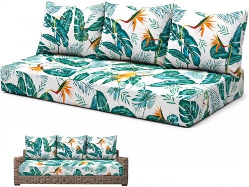 Outdoor 3-Seater Couch Cushions Set of 4, 72 x 24 Inches Deep Patio Cushion