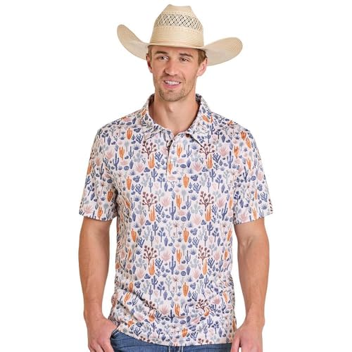 Polo Panhandle para hombre Natural con diseño cactus desgastado de rendimiento