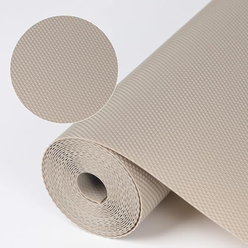 Image of Crasts Multipurpose Super Strong EVA Anti-Slip Kitchen Mats for Cupboard | Washable Shelf Liners for Kitchen Shelves, Cabinet Placemats (Khaki, 45W x 300L cm (3L m))