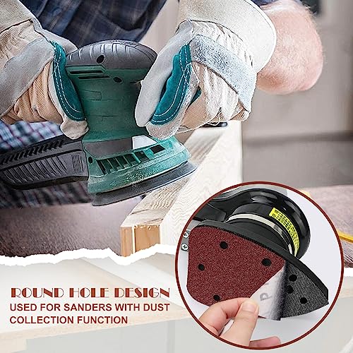 Jamiikury 50pcs Mouse Sander Sandpaper Assortment Kit, 5 Hole Detail Sander Sandpaper Palm Sander Paper Mouse Sanding Pads Hook and Loop Sanding Sheets - 40/80/120/180/240 Grit