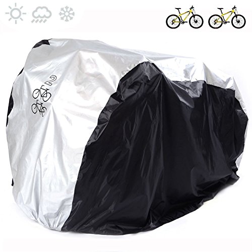 Cubierta universal para bicicleta de nailon 190T impermeable, portátil y ligera para almacenamiento exterior o interior de 2 bicicletas, de Fucnen