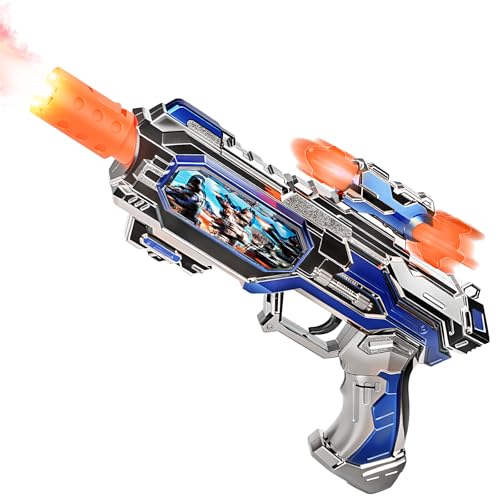 Pakimio Spray Light Up Toy Gun with Sound Effects & Rotating Slide Display, Kids Toy Guns for Boys 3 4 5 6 7 Year Old for Indoor & Outdoor Play, Toddler Boy Toys Gifts for Birthday Halloween Christmas