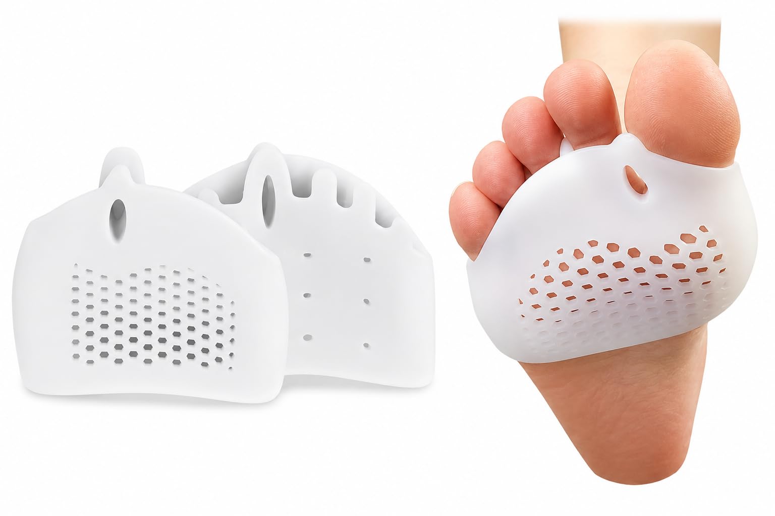 Leg 5 Finger Separator White Silicone Toe Separator Corrector, 5-Hole Forefoot Pads, Breathable Non-Sticky Design use for adults and older Ideal for Halloween Christmas Gifts (1 pair)-image-29
