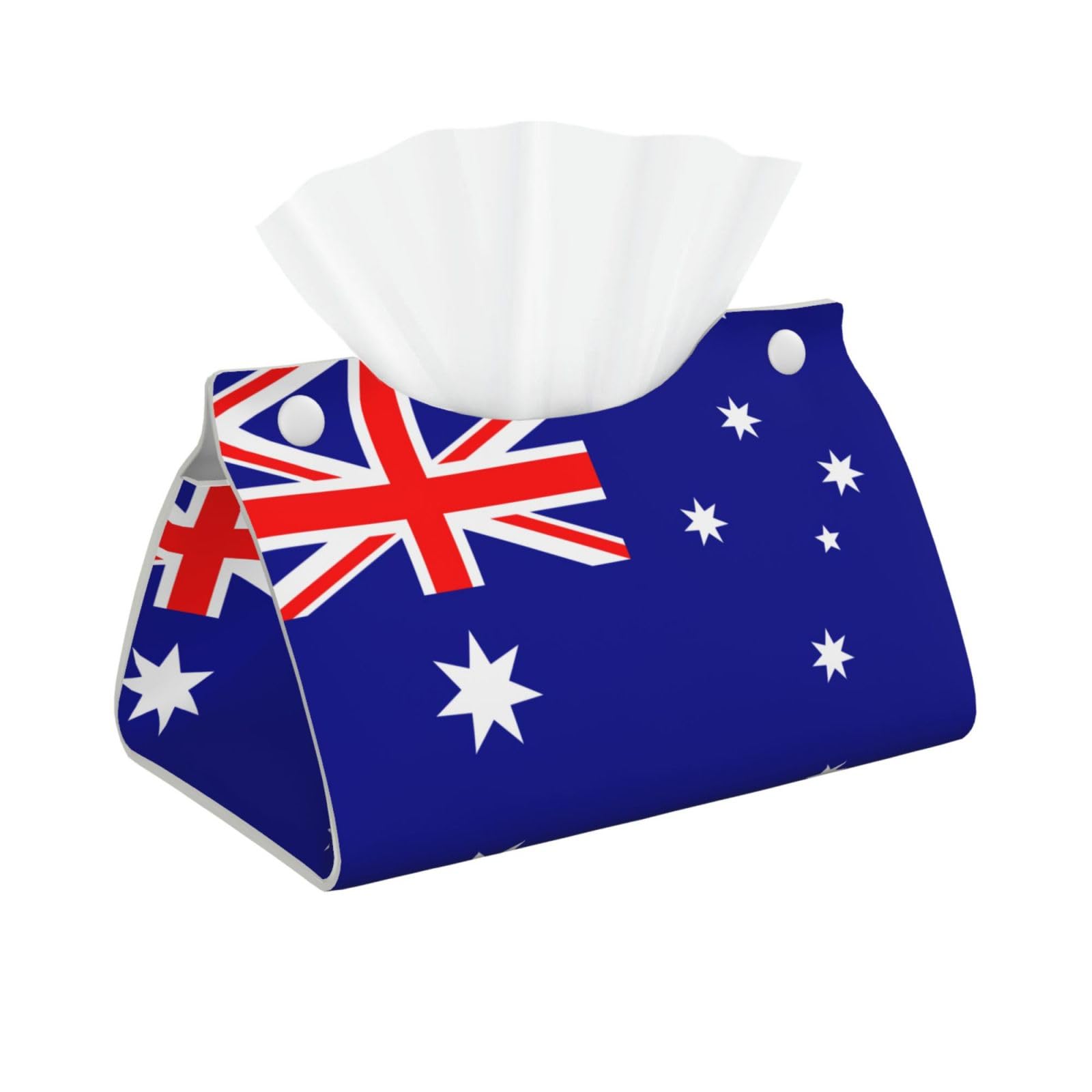 Australian Flag Print Long Tissue Box Cover Holder Foldable Leather Organizer for Vanity, Nightstand, Desk & Bathroom