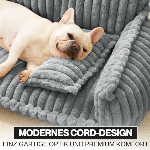 noviclass® Hundesofa Chaffar Hundebett | Orthopädische Matratze | Moderner Stil | Cord-Design Größen (Lichtgrau, L (100cm))
