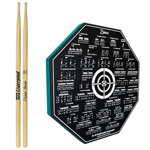 Kit Pad Estudo Bateria Praticável 8 Polegadas Ou 20cm Rudimentos Essenciais + Par de Baquetas Classi