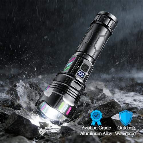 Lampe torche LED rechargeable 500 000 lumens avec écran LCD de puissance